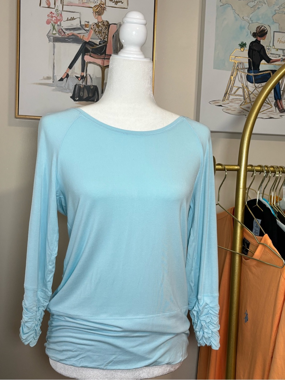 Gaiam Light Blue Strappy Open Back Yoga Top — Small